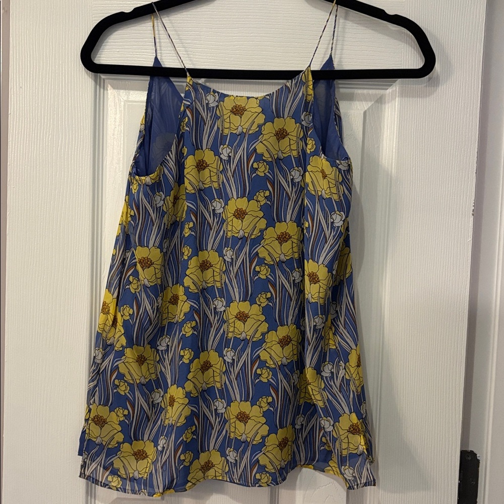 NWT Massimo Dutti Blue & Yellow Floral Silk Camisole - Picture 3 of 6